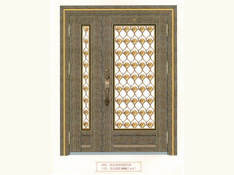铜艺楼梯立柱价格 大量出售超值的钛金线条纹大门